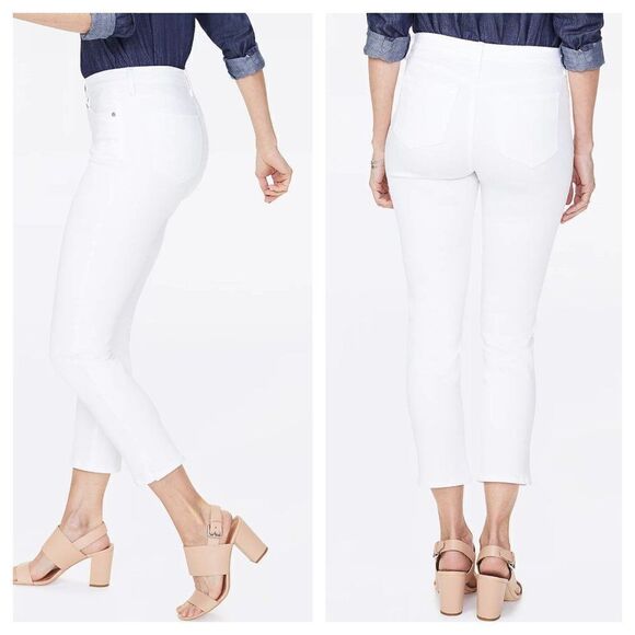 NYDJ Sheri Slim Ankle Jeans with Side Slits Lift Tuck White Size 12 - Picture 1 of 8